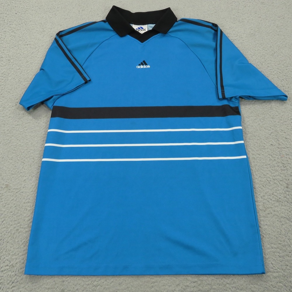 VTG Adidas Shirt Mens Large Made in USA Soccer Jersey Striped Embroidered 90s